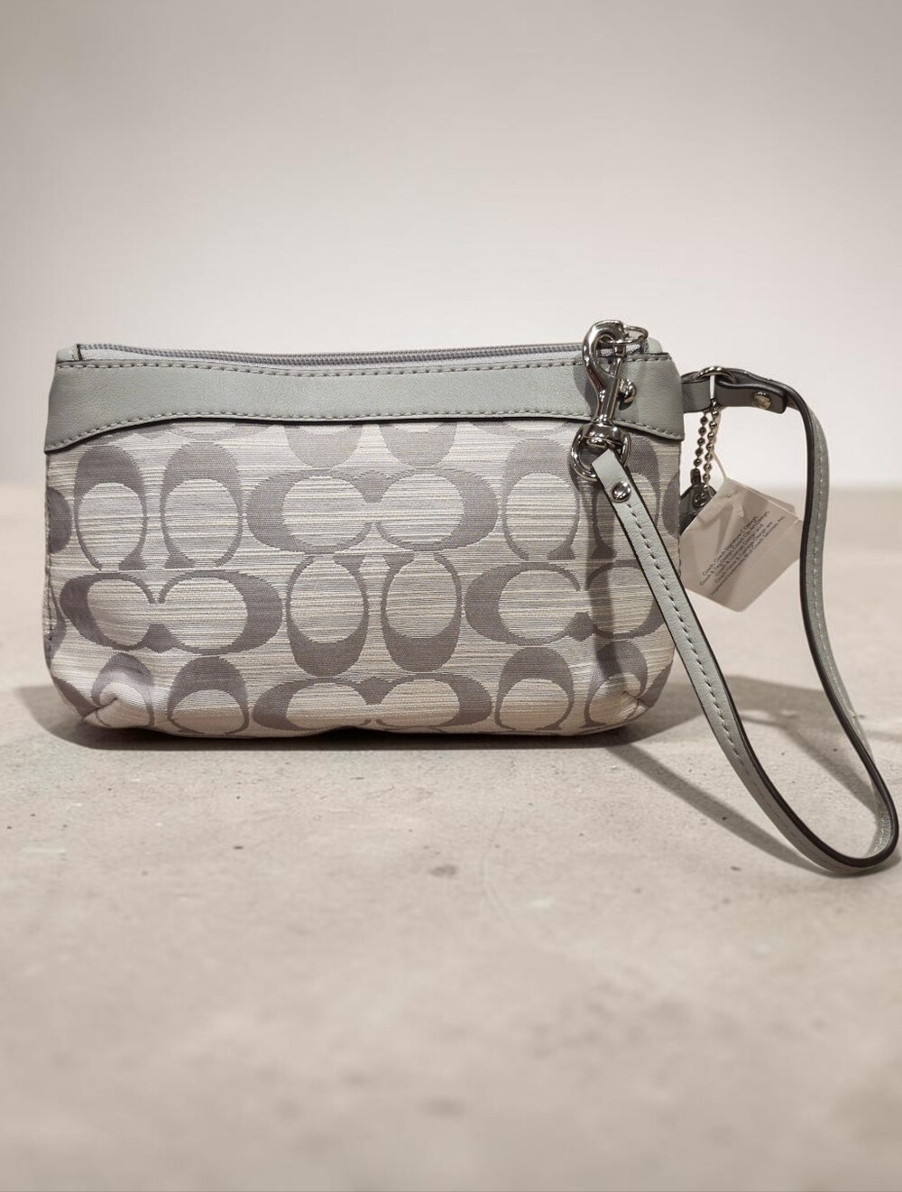 Coach Shantung Pleated Grey Wristlet (F48754) - Picture 6 of 7